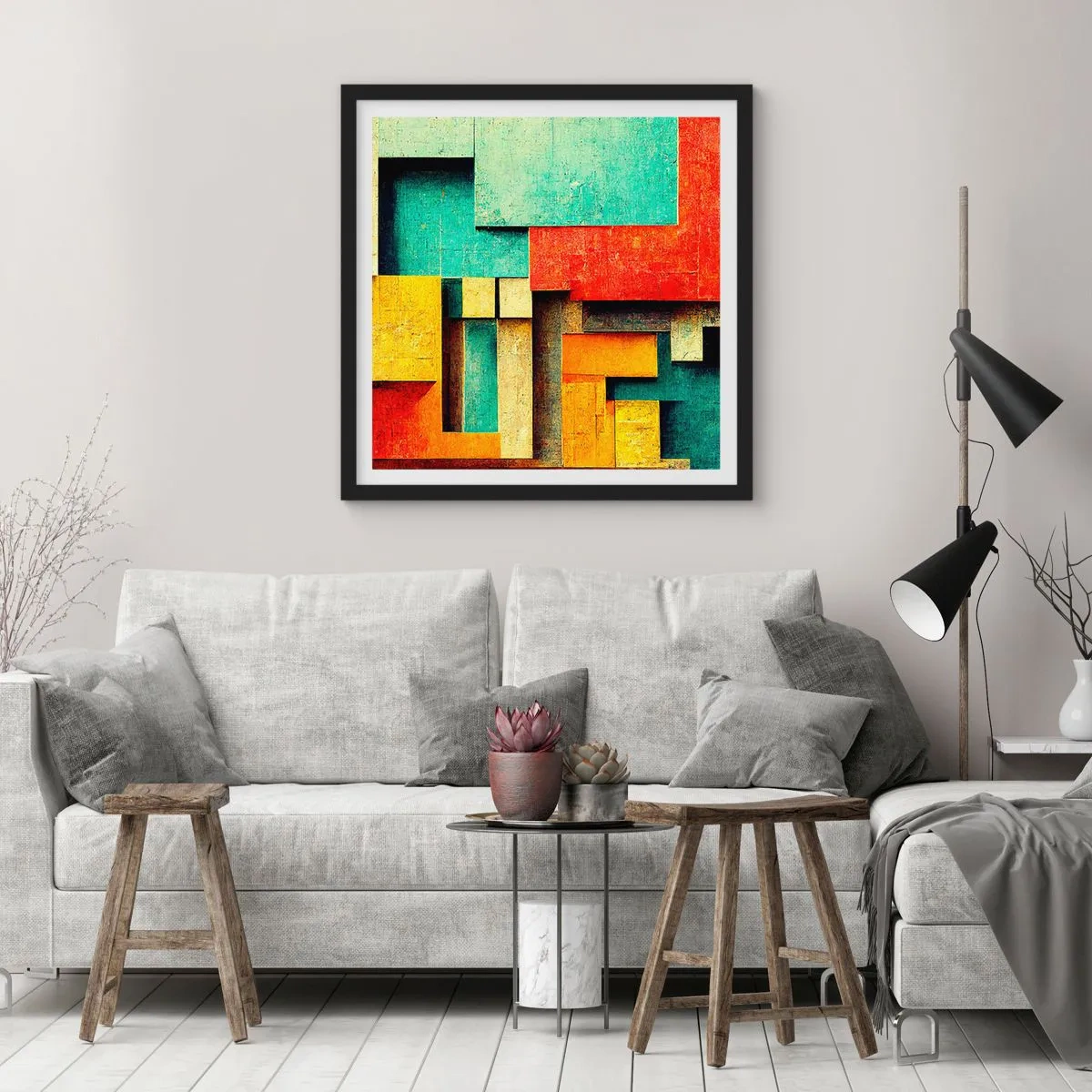 Plagát v čiernom ráme - Festival pravých uhlov - 30x30 cm