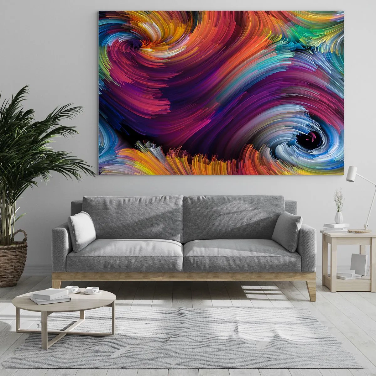 Obraz na skle - Farebné víry a dynamické ťahy štetcom v abstrakcii - 70x50cm - Začiatok nového sveta - Moderná nástenná dekorácia do obývacej izby a spálne ARTTOR