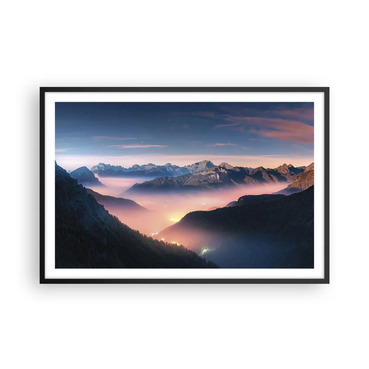 Plagát v čiernom ráme - Svetlo v údoliach - 91x61 cm
