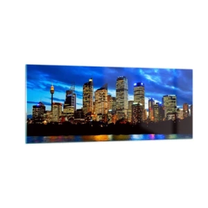 Obraz na skle - Noc svetiel a farieb - 100x40 cm