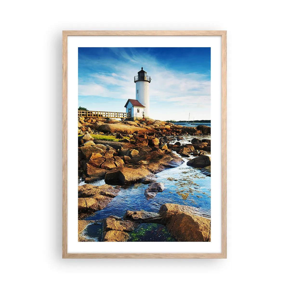 Plagát v ráme zo svetlého duba - Vráťte sa šťastne, čakám - 50x70 cm