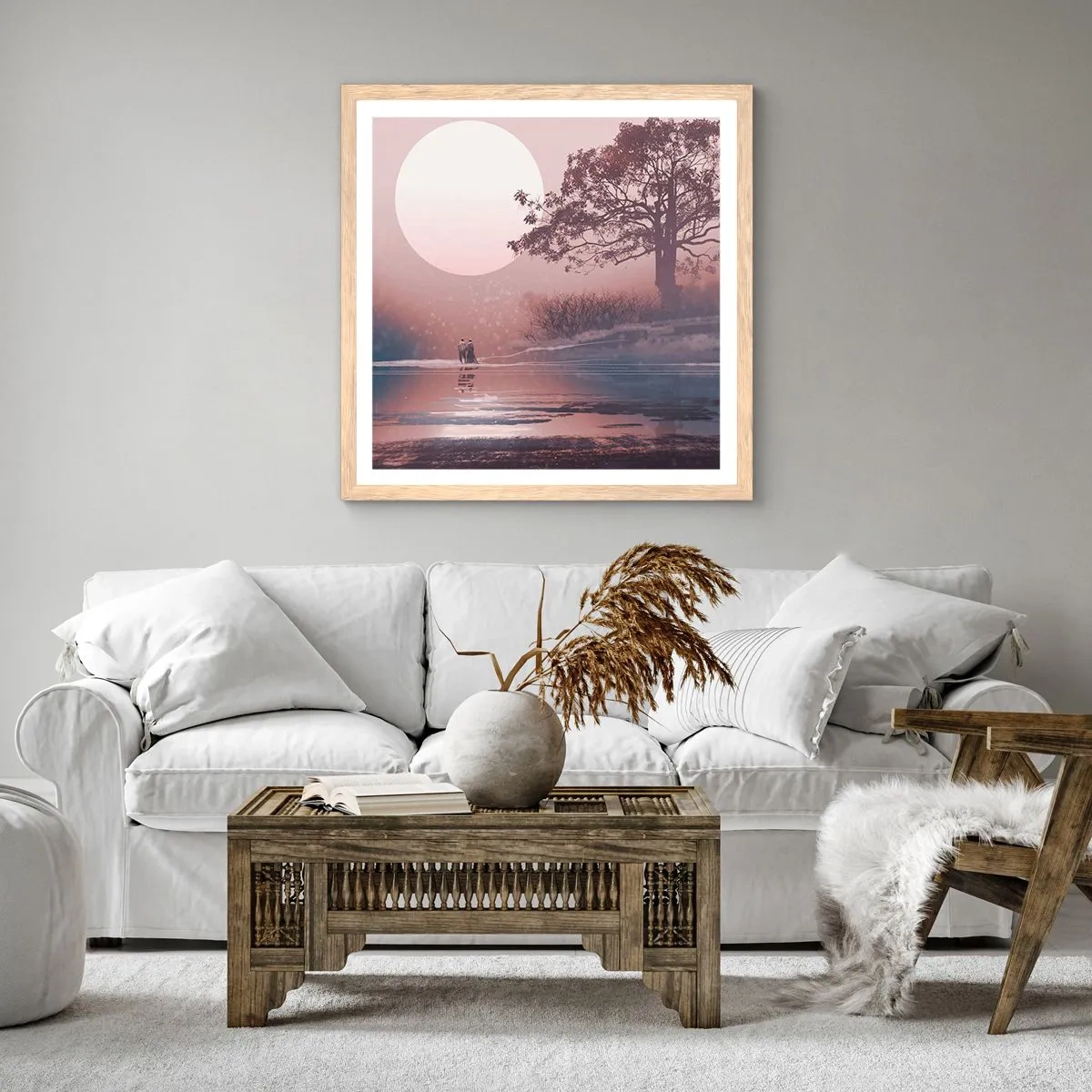 Plagát v ráme zo svetlého duba - Nočné zázraky - 30x30 cm