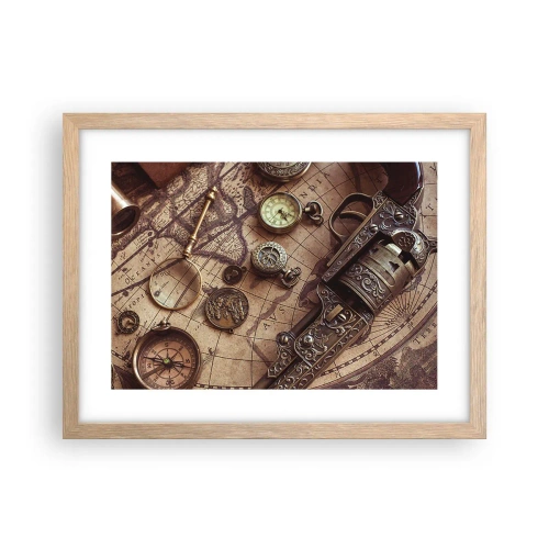 Plagát v ráme zo svetlého duba - Dobrodružstvo volá - 40x30 cm