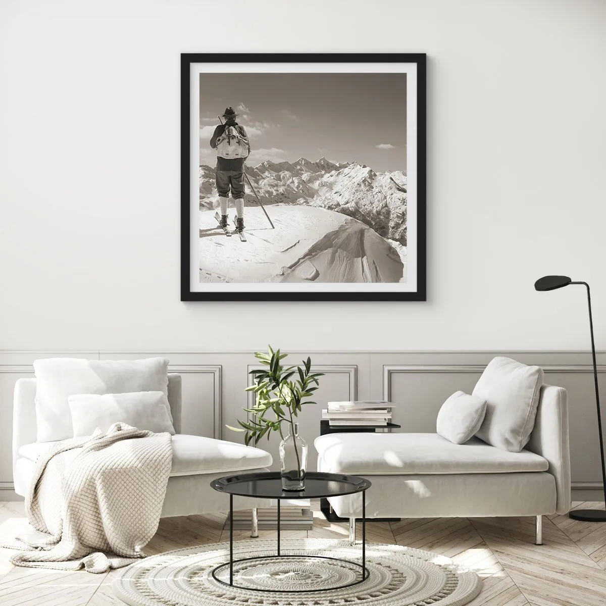 Plagát v čiernom ráme - Rovnaké hory - 60x60 cm