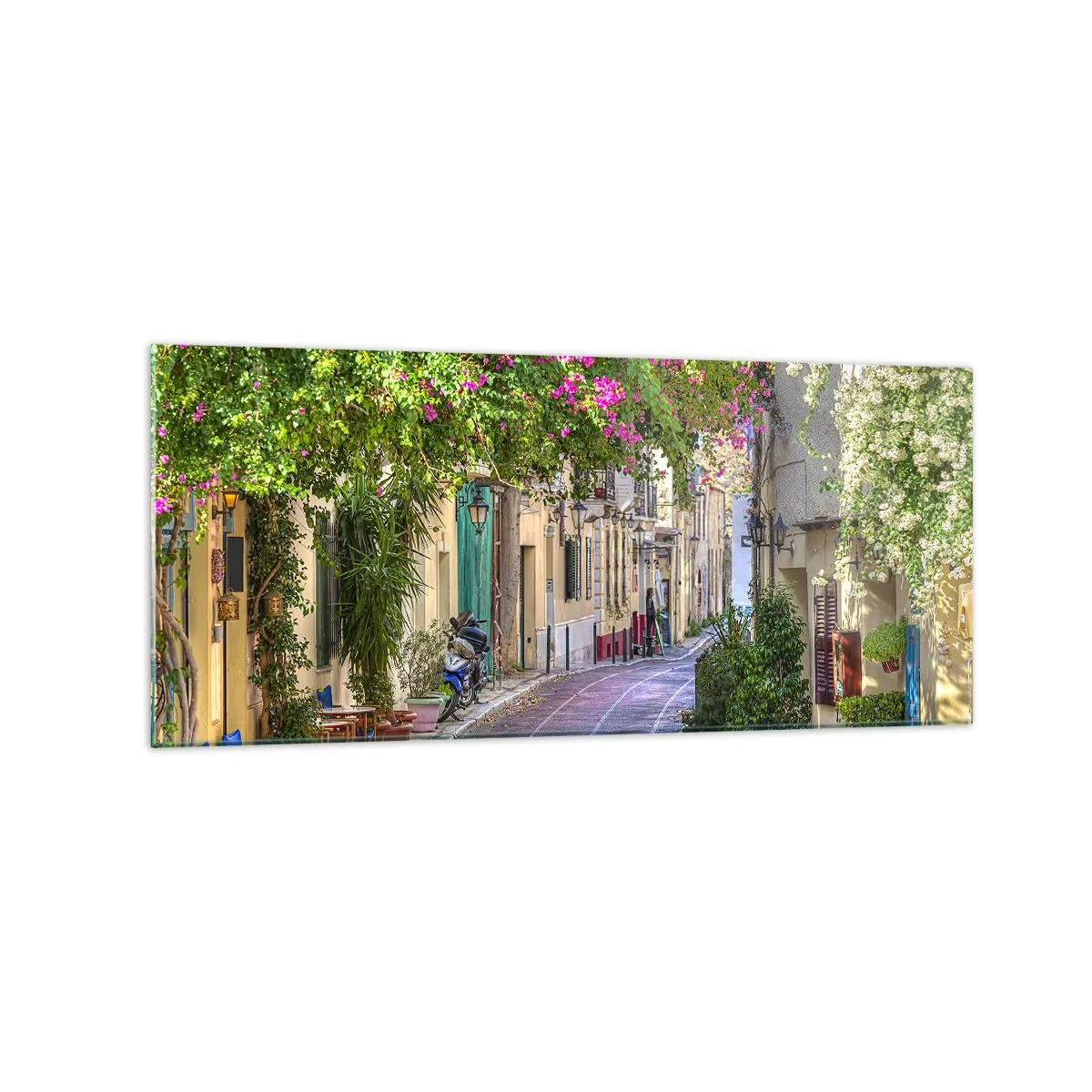 Obraz na skle - Kvitnúce zákutie - 120x50 cm