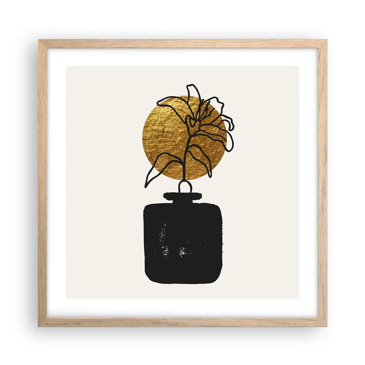 Plagát v ráme zo svetlého duba - Krása, ktorá má cenu zlata - 50x50 cm