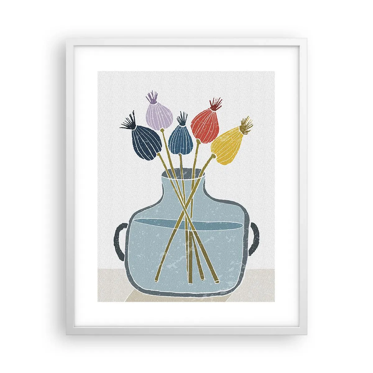 Plagát v bielom ráme - Makové kvety - 40x50 cm