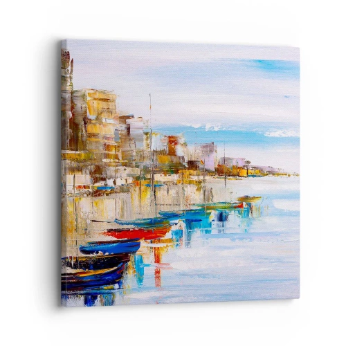 Obraz na plátne - Viacfarebný mestský prístav - 30x30 cm