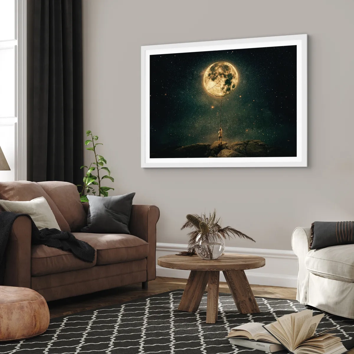 Plagát v bielom ráme - Chlap, ktorý ukradol mesiac - 100x70 cm