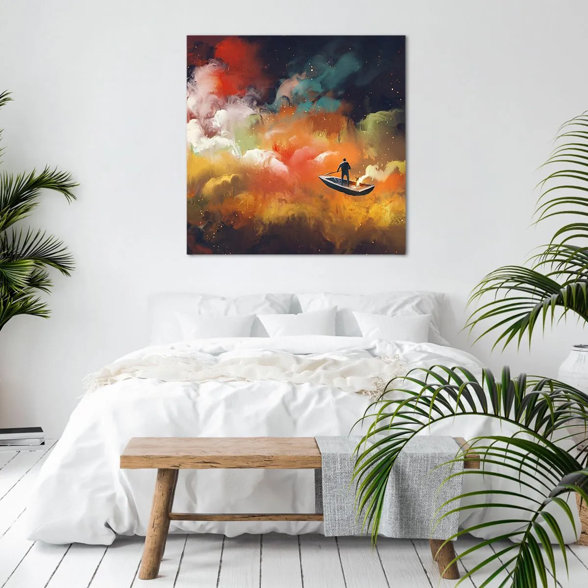 Obraz na plátne - Loďou cez galaxiu - 60x60 cm
