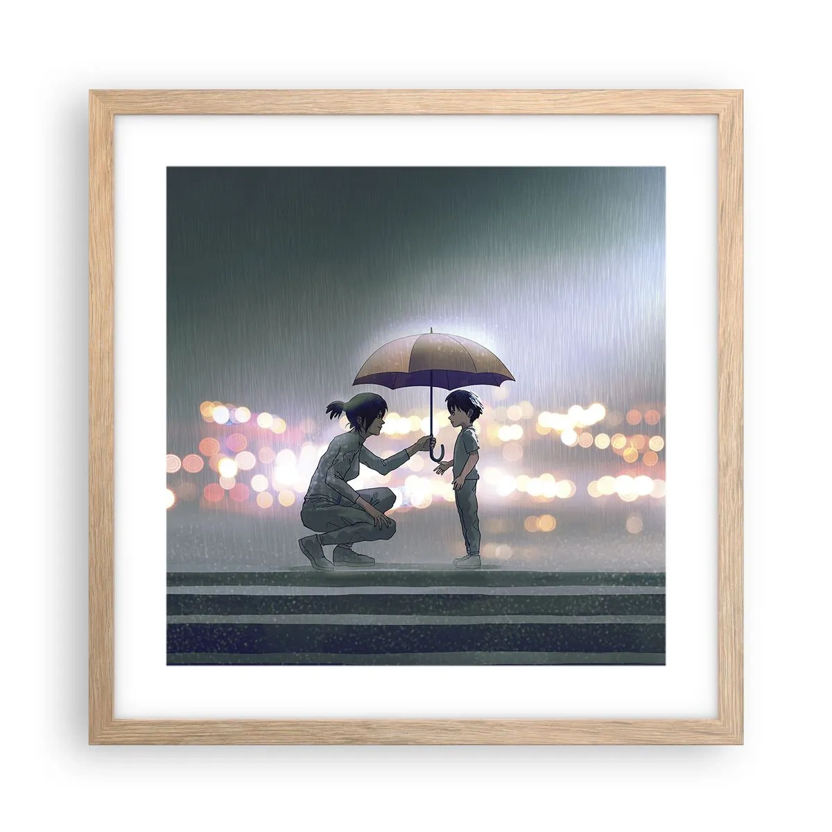 Plagát v ráme zo svetlého duba - A všetko je v poriadku - 40x40 cm