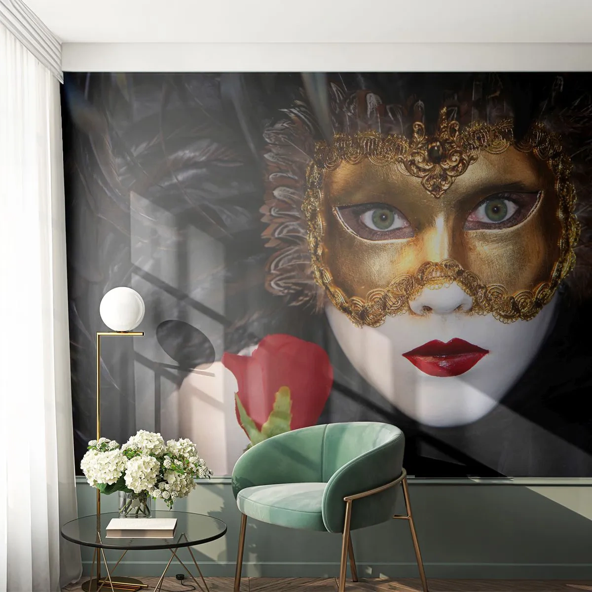 Fototapeta Premium Canvas - Pretože život je veľký bál - Hood, Rose, červené pery - 350x256 cm