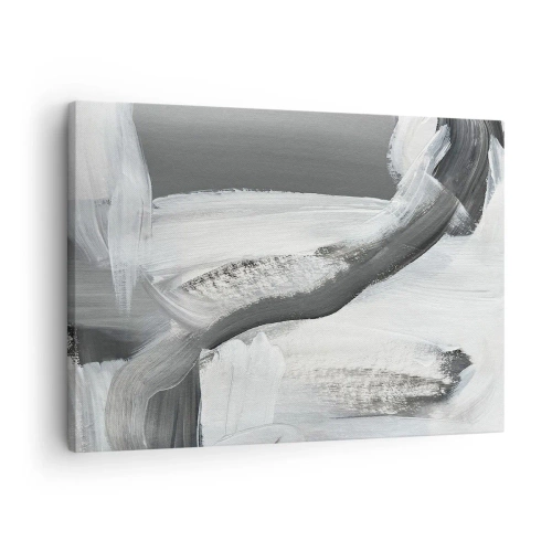 Obraz na plátne - Sivá a biela abstrakcia s dynamickými líniami - 70x50cm - Pevným pohybom - Moderná nástenná dekorácia do obývacej izby a spálne ARTTOR