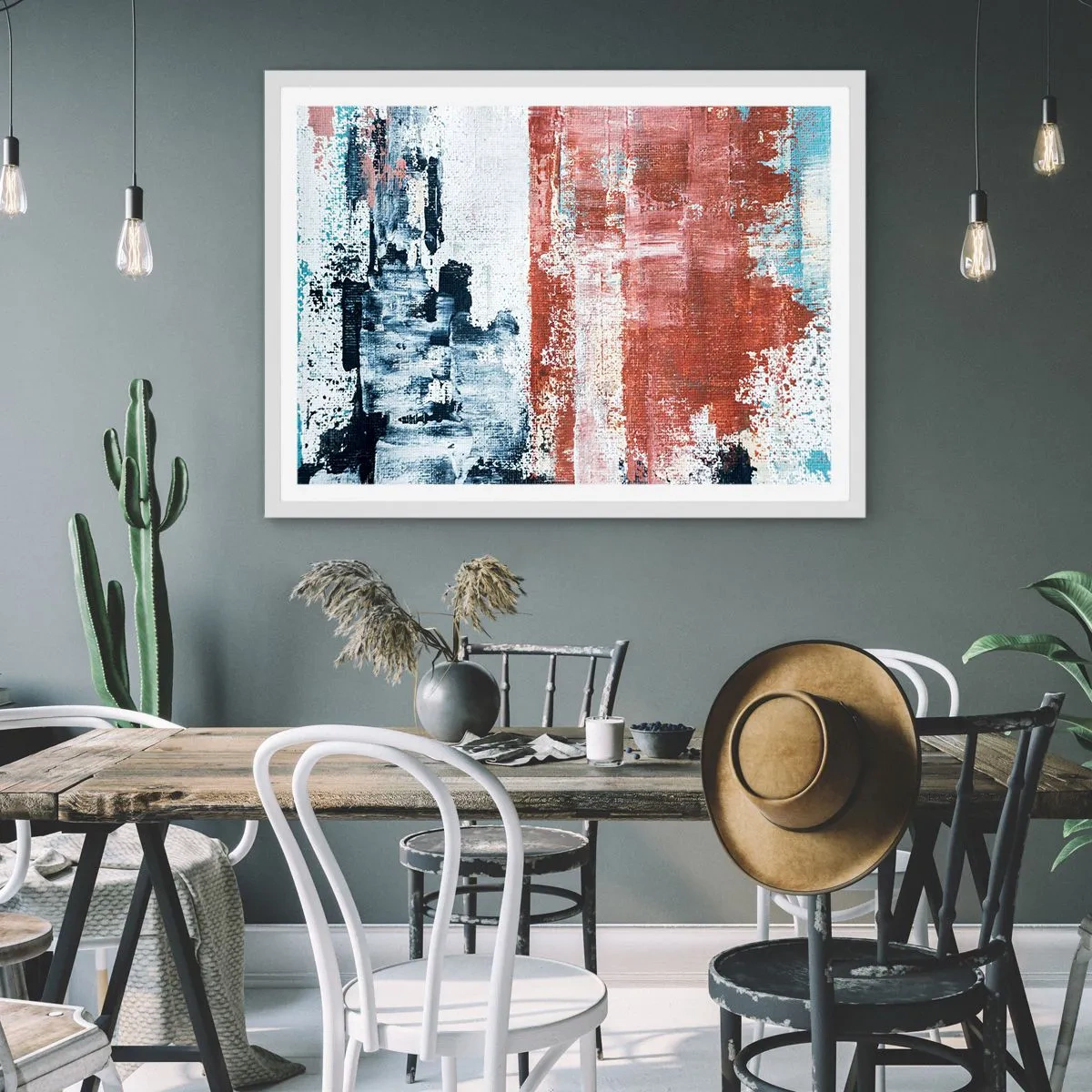 Plagát v bielom ráme - Abstraktné pol na pol - 91x61 cm