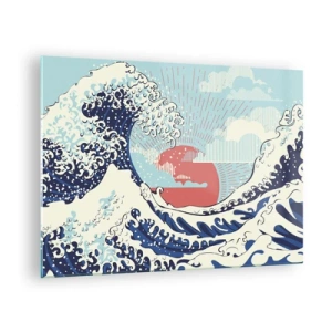 Obraz na skle - Štylizovaná vlna inšpirovaná japonským umením - 70x50cm - Z japonských inšpirácií - Moderná nástenná dekorácia do obývacej izby a spálne ARTTOR
