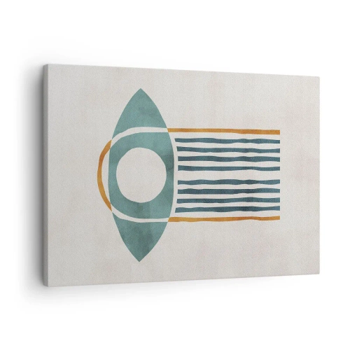 Obraz na plátne - Geometrický vzor v odtieňoch zelenej a oranžovej - 70x50cm - Znaky a rituály - Moderná nástenná dekorácia do obývacej izby a spálne ARTTOR