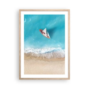 Plagát v ráme zo svetlého duba - Na hranici modrej a zlatej - 50x70 cm