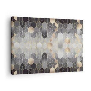 Obraz na plátne - Geometrický vzor v zlatých odtieňoch - 70x50cm - Diamantová kompozícia - Moderná nástenná dekorácia do obývacej izby a spálne ARTTOR