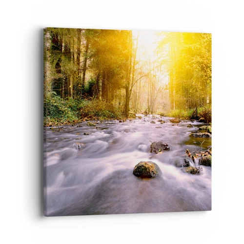 Obraz na plátne - Malachit v strieborno-zlatej podobe - 40x40 cm