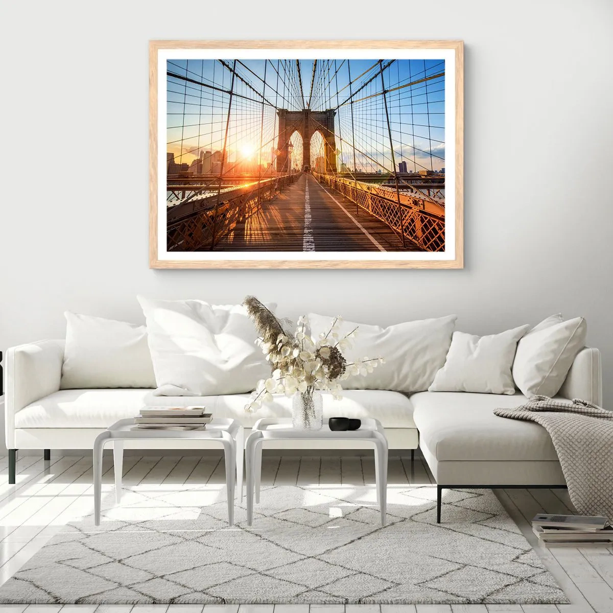 Plagát v ráme zo svetlého duba - Na zlatom moste - 100x70 cm