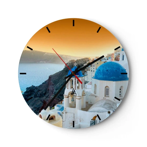 Nástenné hodiny - Santorini - v náruči skál - 40x40 cm