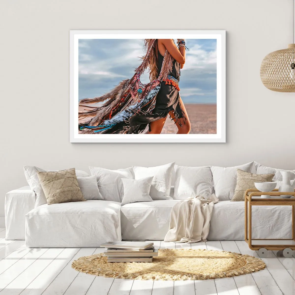 Plagát v bielom ráme - Šamanovo dievča - 70x50 cm