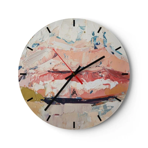 Nástenné hodiny - Abstraktná textúra farieb v odtieňoch béžovej a ružovej - 30x30cm - Prebúdza zmysly - Moderná nástenná dekorácia do obývacej izby, kuchyne a spálne ARTTOR