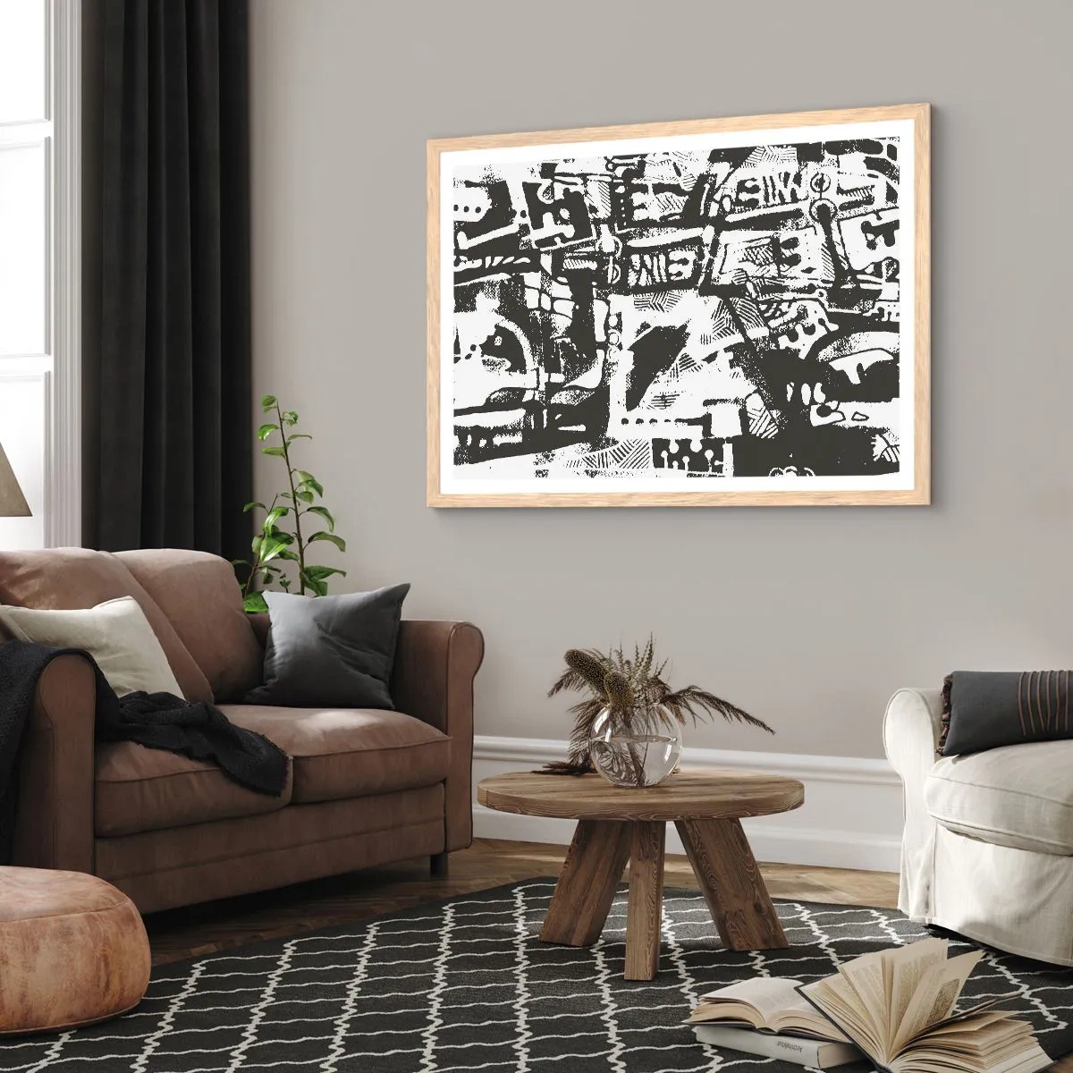 Plagát v ráme zo svetlého duba - Poriadok alebo chaos? - 100x70 cm