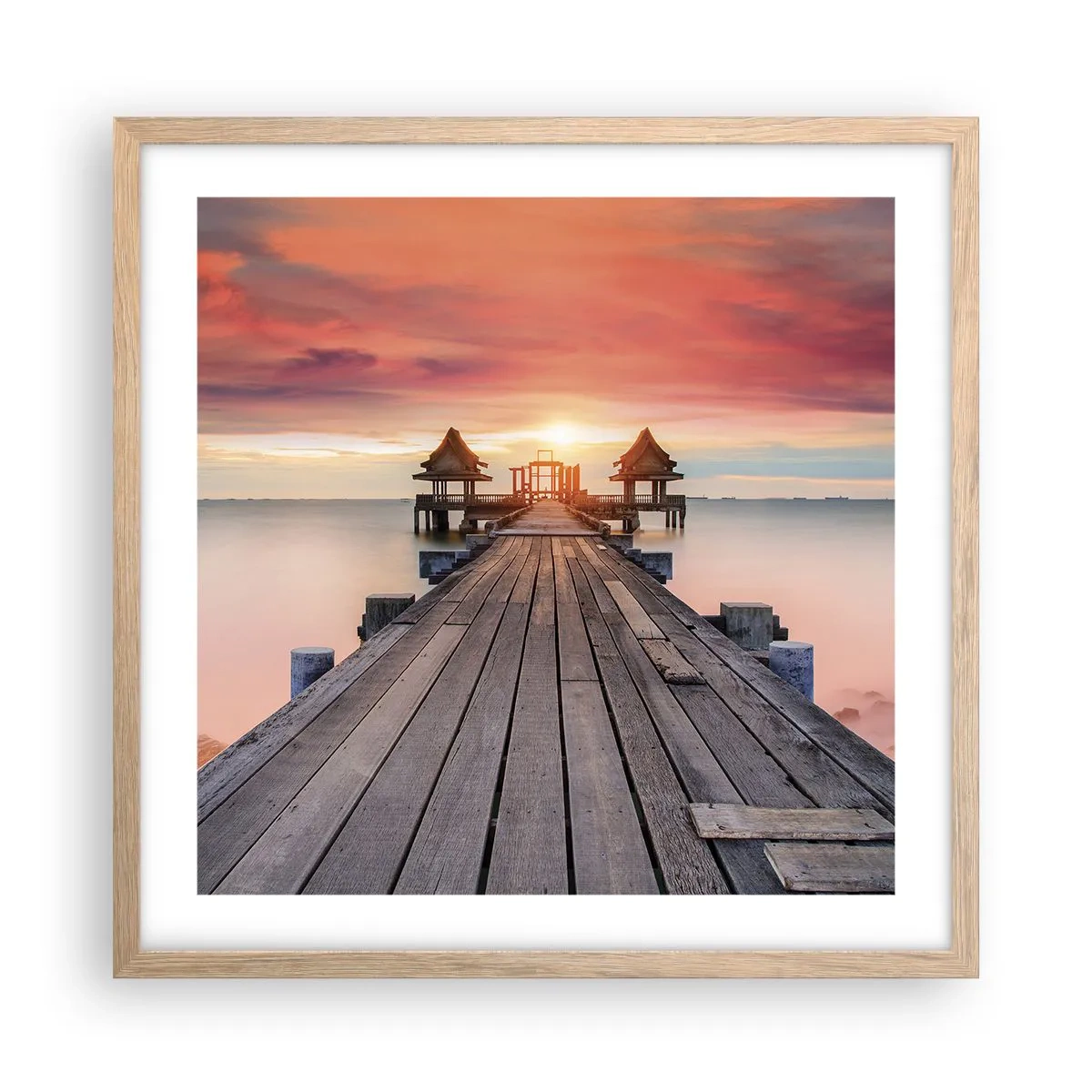 Plagát v ráme zo svetlého duba - Západ na východe - 50x50 cm