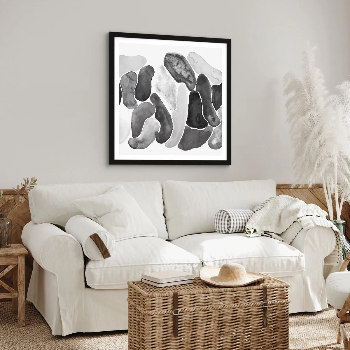 Plagát v čiernom ráme - Kamenistá abstrakcia - 30x30 cm