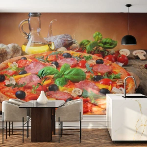 Samolepiaca Fototapeta Deluxe Sticker - So skutočne talianskou chuťou - Gastronómia, Pizza, Taliansko - 350x256 cm