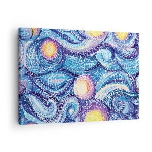 Obraz na plátne - Umelecká interpretácia hviezdnej oblohy v štýle Van Gogha - 70x50cm - Z obrazu van Gogha - Moderná nástenná dekorácia do obývacej izby a spálne ARTTOR