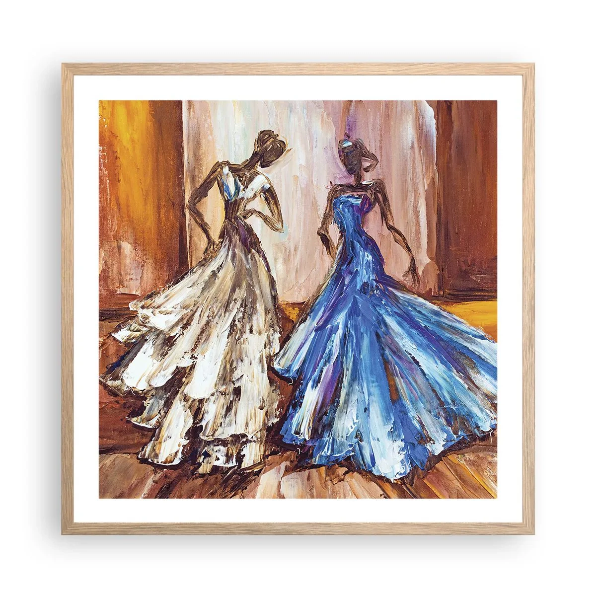 Plagát v ráme zo svetlého duba - Pôvabné duo - 60x60 cm