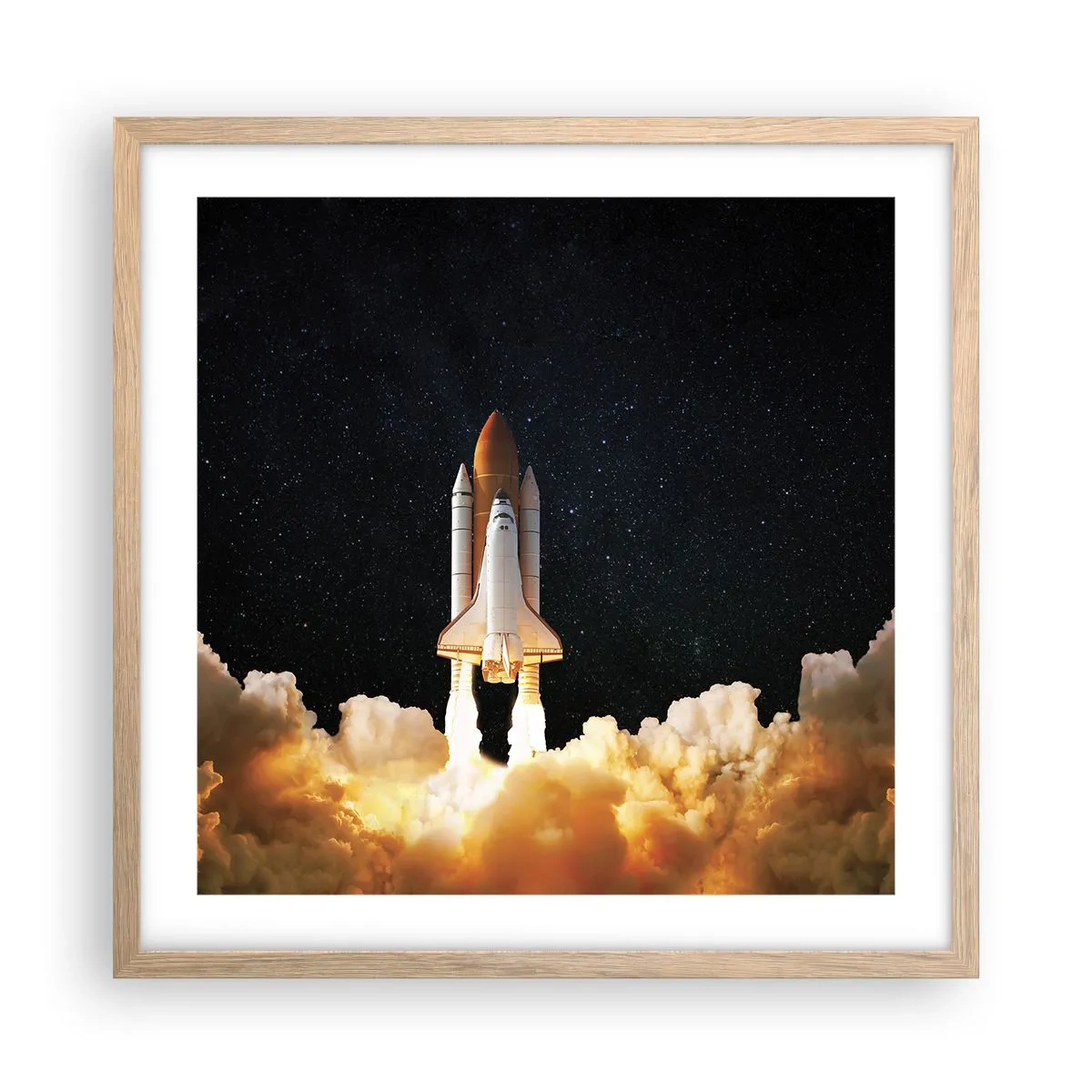 Plagát v ráme zo svetlého duba - Ad astra! - 50x50 cm