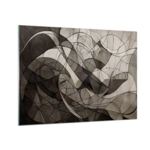 Obraz na skle - Abstraktná kompozícia organických línií v zemitých tónoch. - 70x50cm - Obeh farieb Zeme - Moderná nástenná dekorácia do obývacej izby a spálne ARTTOR