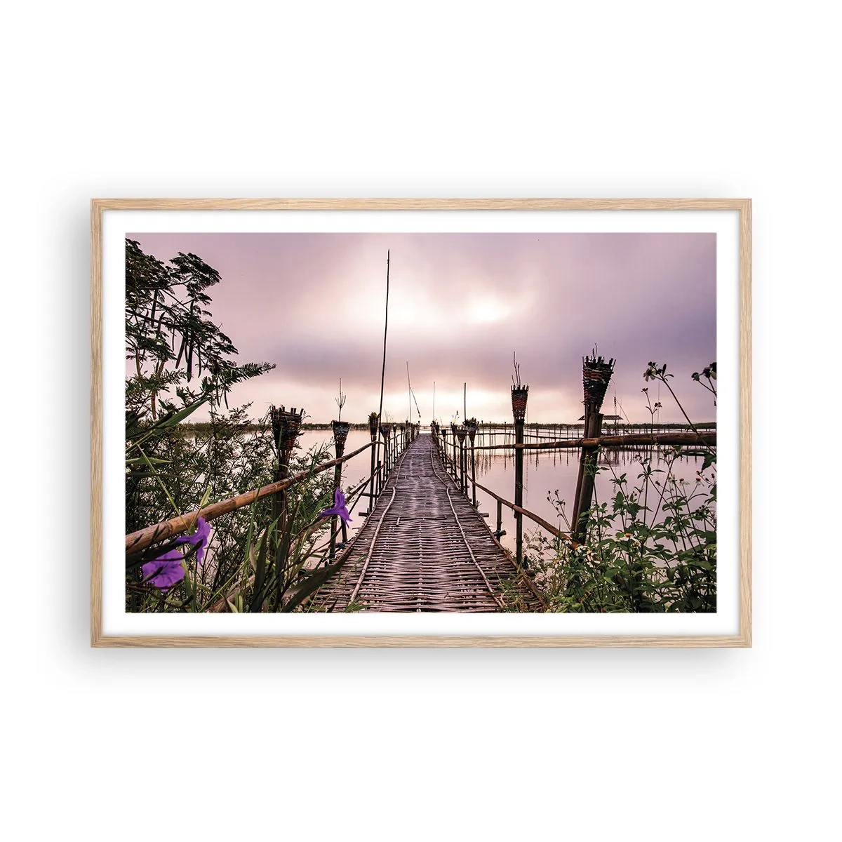 Plagát v ráme zo svetlého duba - Pokoj a pohoda Ázie - 91x61 cm