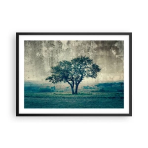Plagát v čiernom ráme - Jabloň na modrom poli? - 70x50 cm