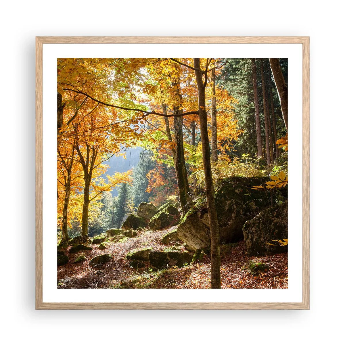 Plagát v ráme zo svetlého duba - Čas na odpočinok - 60x60 cm