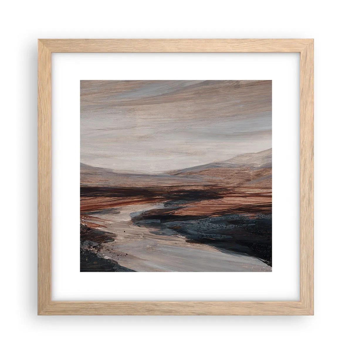 Plagát v ráme zo svetlého duba - Pokojné údolie - 30x30 cm
