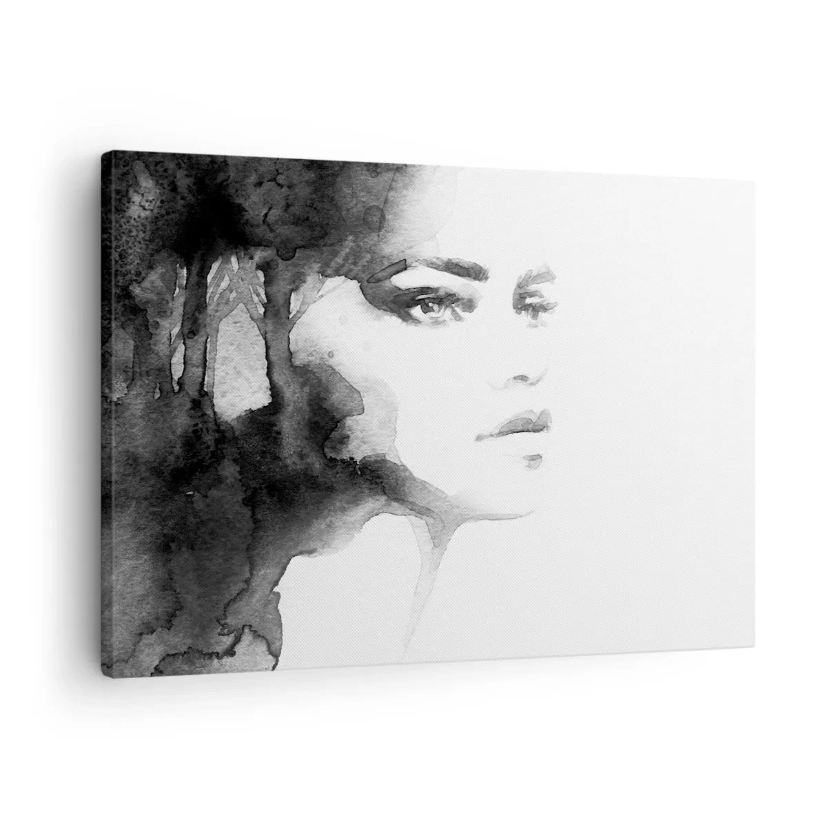 Obraz na plátne - Jemný portrét ženy v odtieňoch čiernej a bielej - 70x50cm - Vytvorená z tajomstva a hmly - Moderná nástenná dekorácia do obývacej izby a spálne ARTTOR