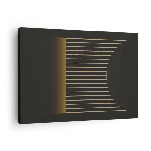 Obraz na plátne - Geometrický vzor s pruhmi na tmavom pozadí - 70x50cm - Preskúmať temnotu - Moderná nástenná dekorácia do obývacej izby a spálne ARTTOR