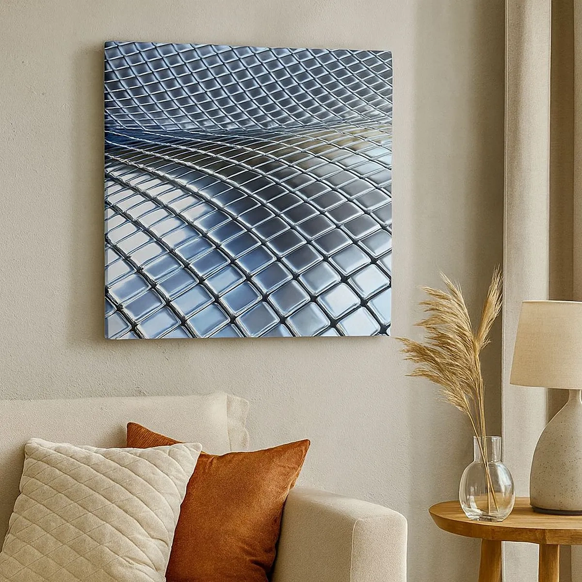 Obraz na plátne - Kovová strieborná vlna - 30x30 cm