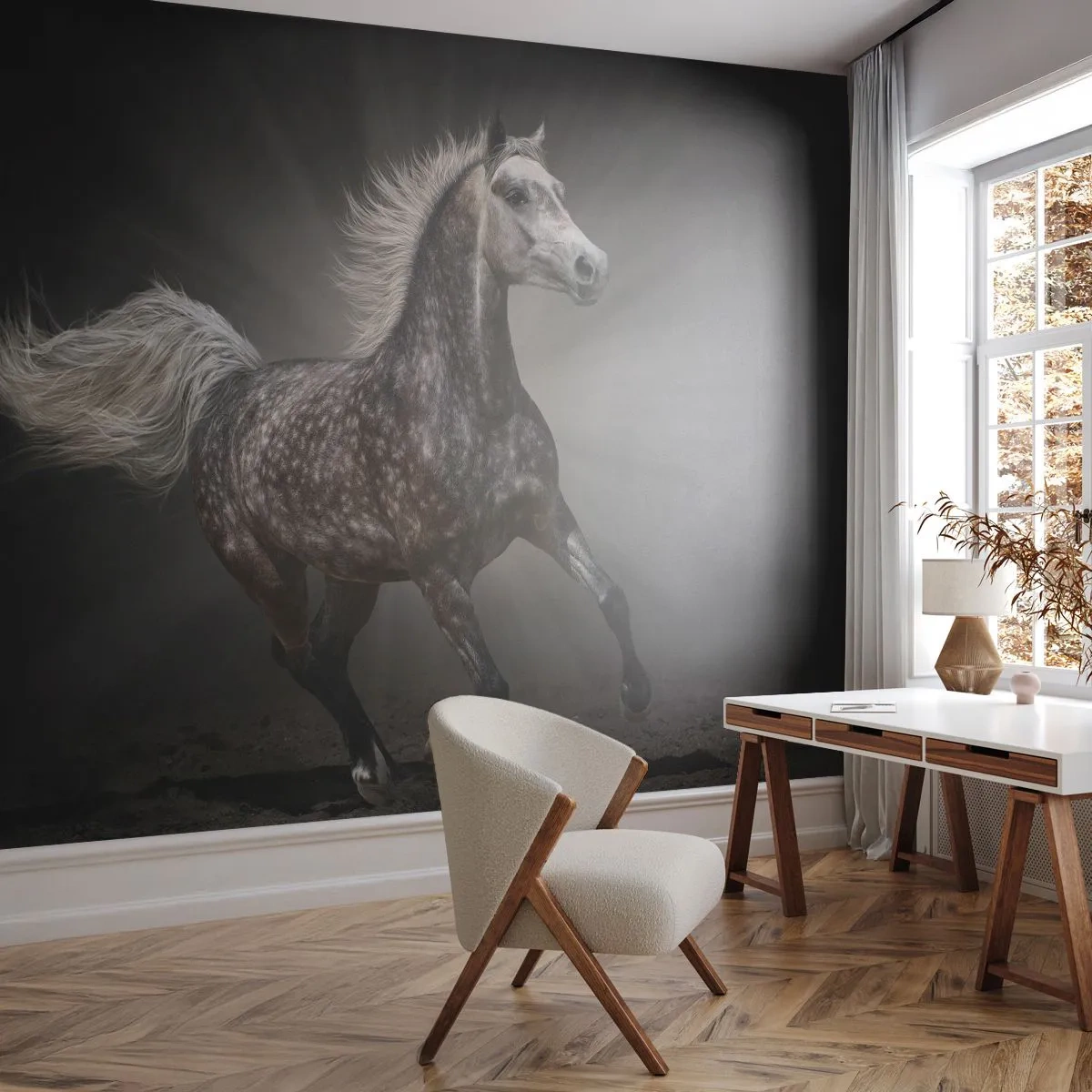 Fototapeta Standard Eco - Sivé je krásne - Zvieratá, Arabský kôň, Príroda - 400x280 cm