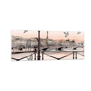 Obraz na skle - Nad strechami Paríža - 140x50 cm