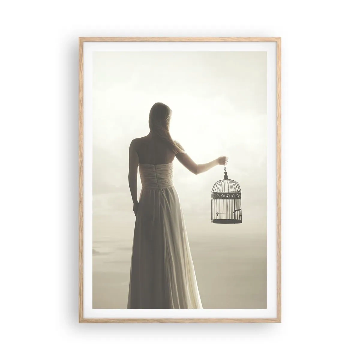 Plagát v ráme zo svetlého duba - Buď slobodná - 70x100 cm