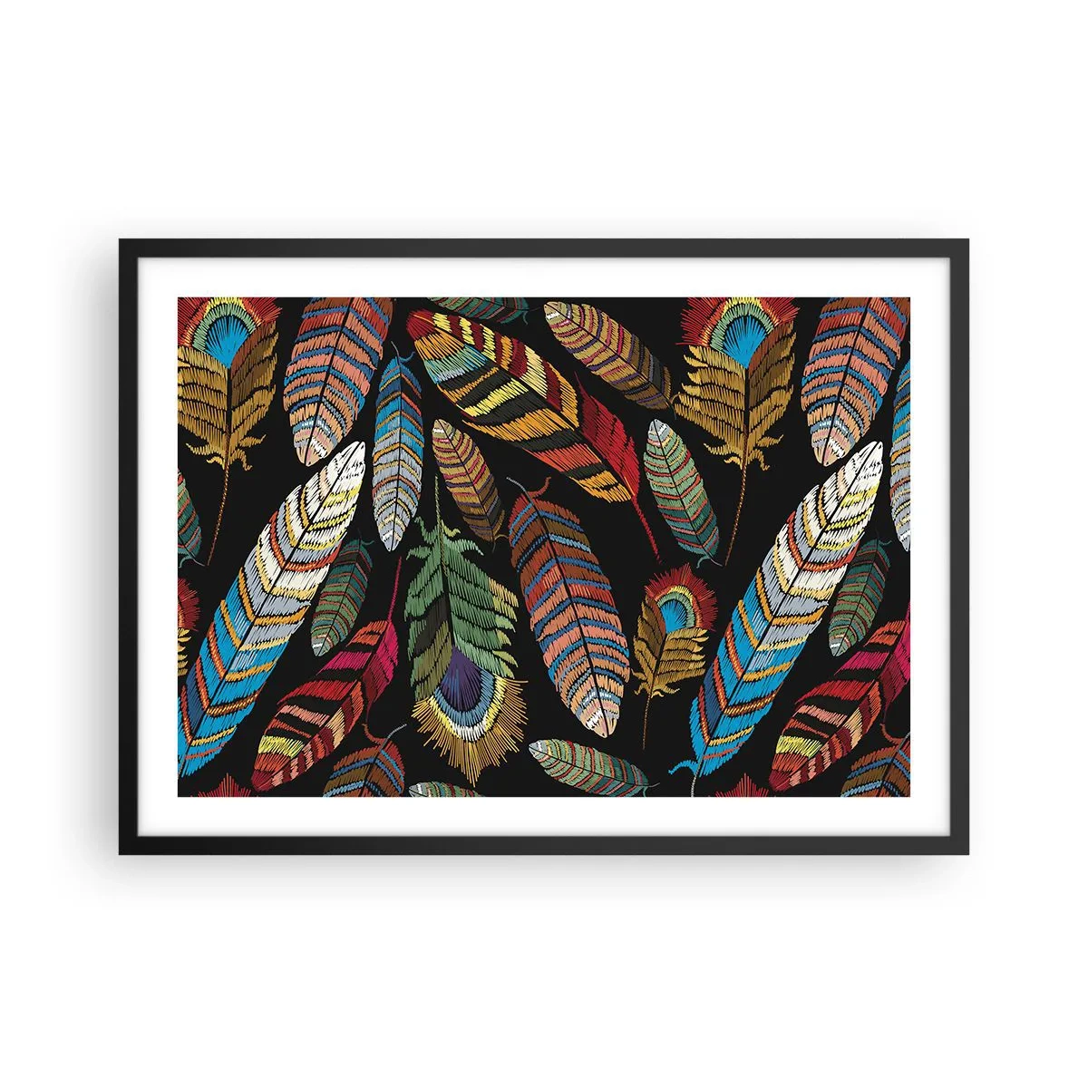Plagát v čiernom ráme - Vtáčí karneval - 70x50 cm