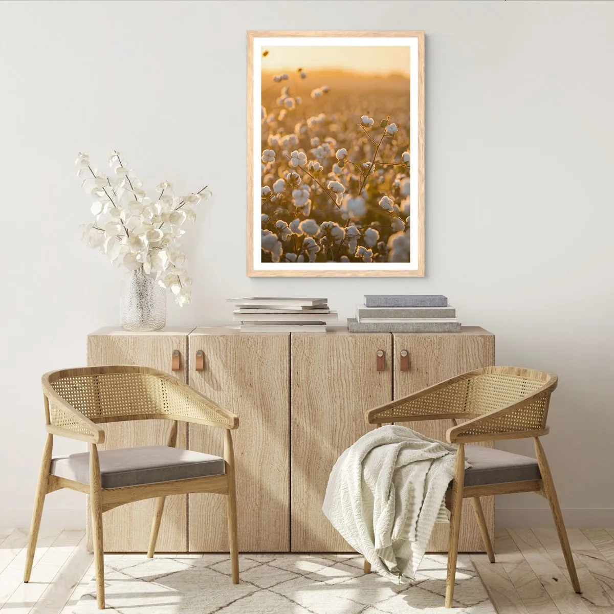 Plagát v ráme zo svetlého duba - Chlpaté pole - 50x70 cm