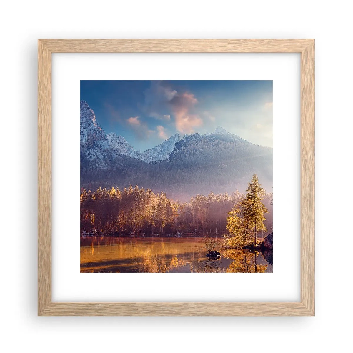 Plagát v ráme zo svetlého duba - V horách a údoliach - 30x30 cm