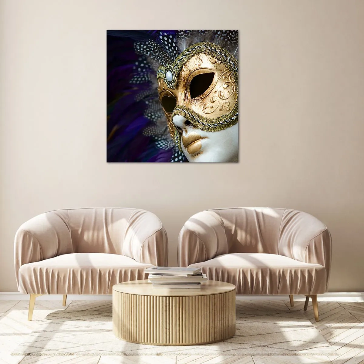 Obraz na skle - Benátsky portrét v zlate - 70x70 cm
