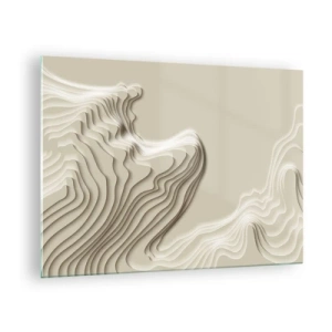 Obraz na skle - Minimalistická abstrakcia s topografickými čiarami na béžovom pozadí. - 70x50cm - Topografia umenia - Moderná nástenná dekorácia do obývacej izby a spálne ARTTOR